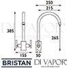 Bristan Artisan Easyfit Sink Mixer Brushed Nickel Tap Dimensions